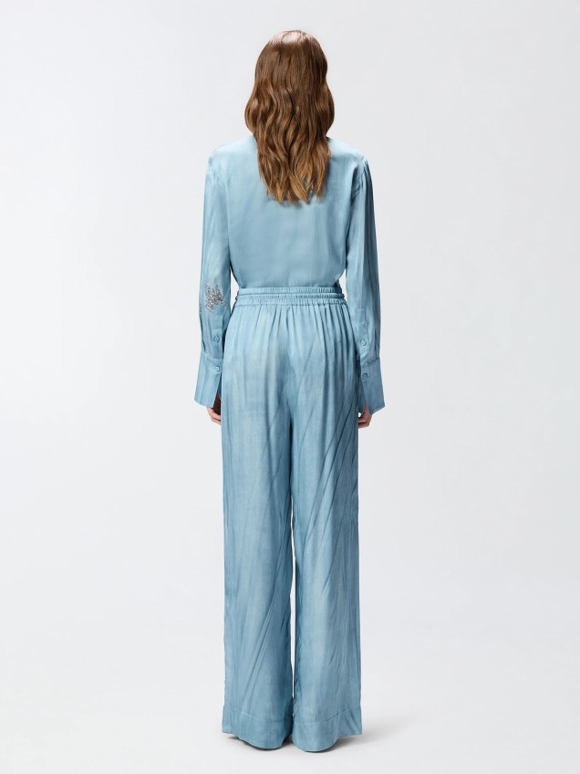 Calças de Perna Larga com Estampado