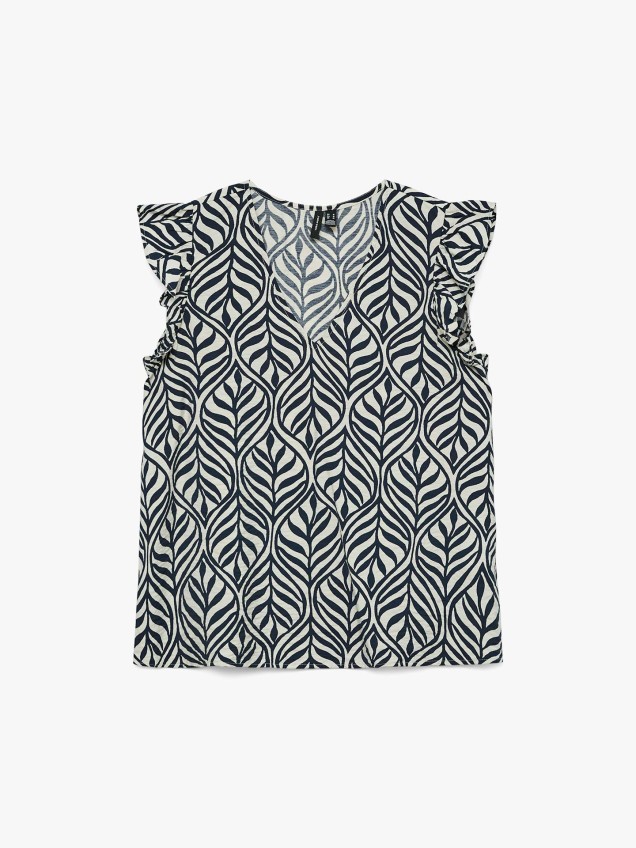 Blusa Estampada com Decote em V