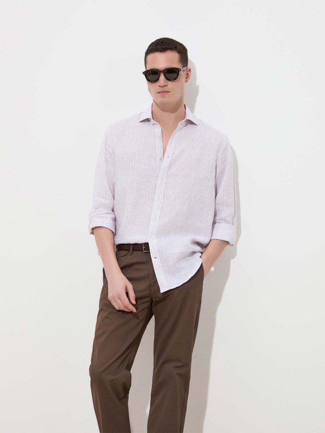 Camisa de Linho às Riscas