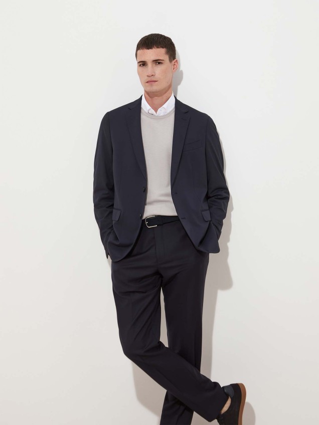 Blazer Slim Fit em Malha T�cnica