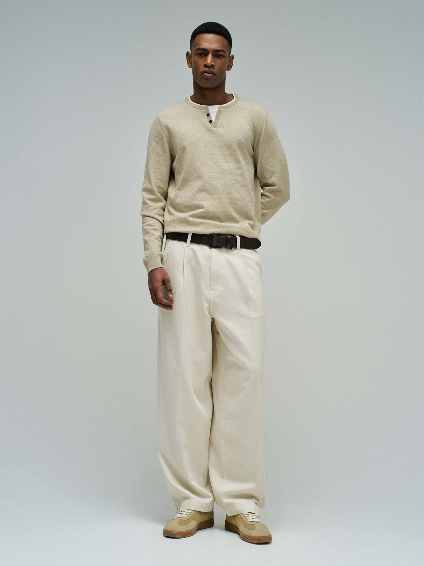 Camisola de Malha com Gola de Botões