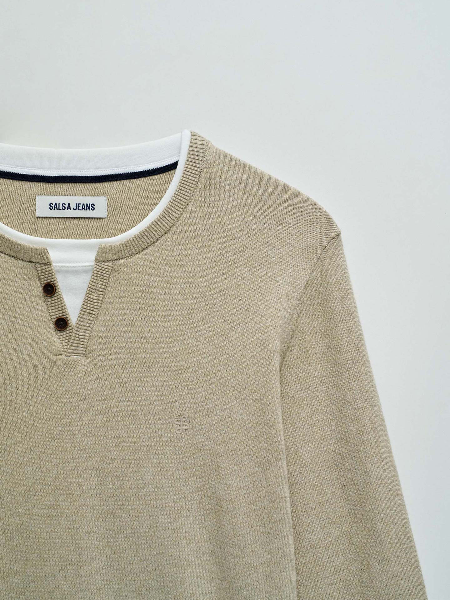 Camisola de Malha com Gola de Botões