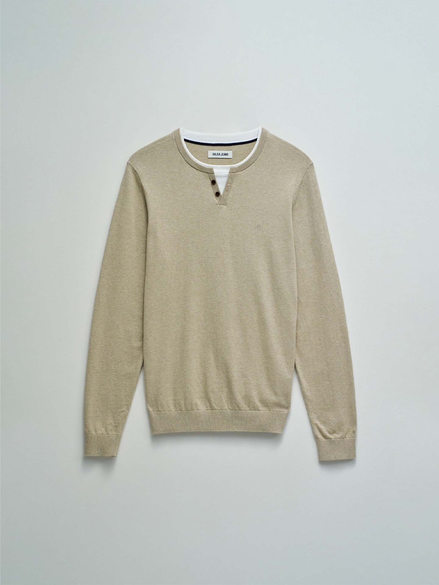 Camisola de Malha com Gola de Botões