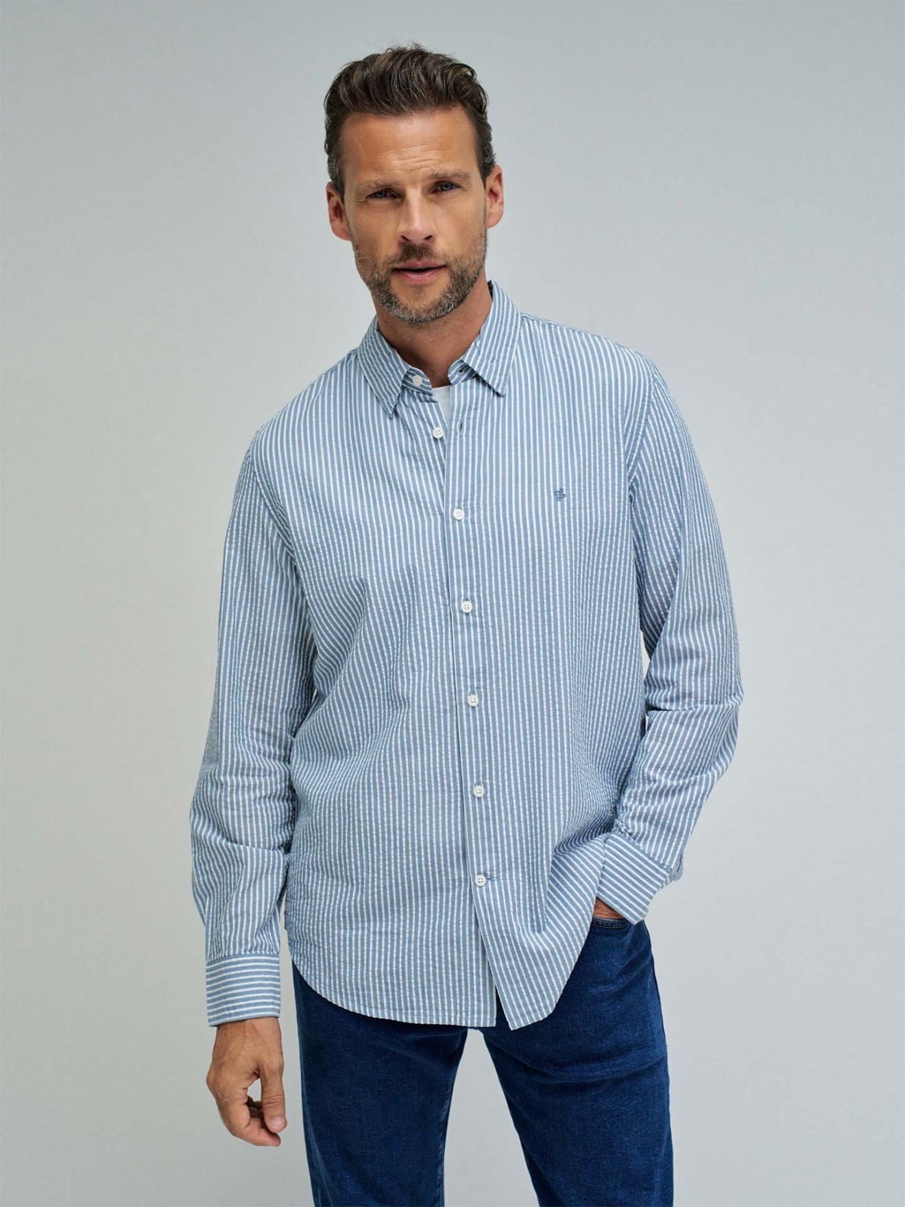 Camisa �s Riscas Regular Fit