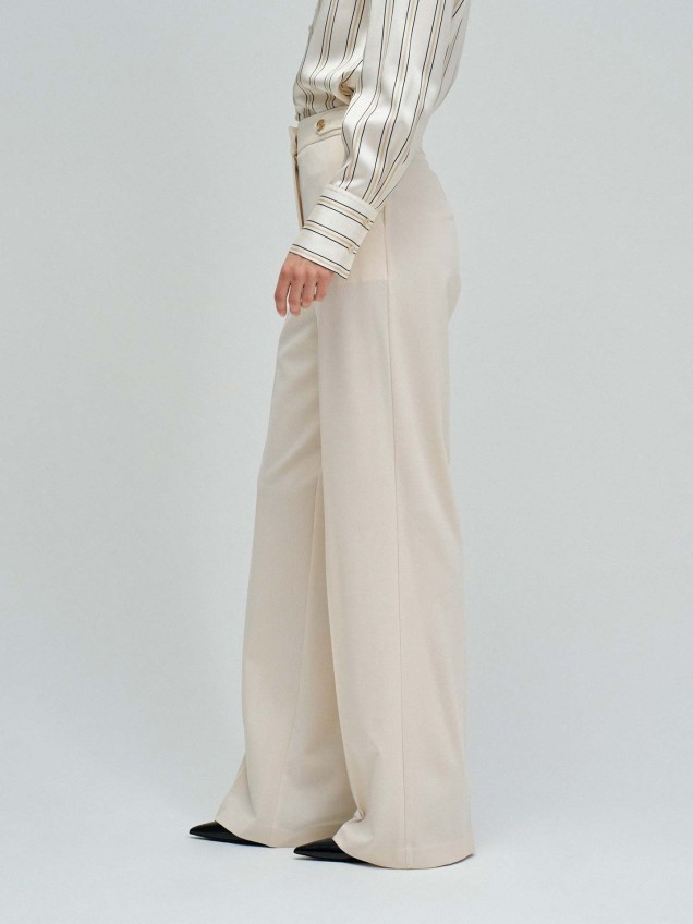 Calças de Cintura Alta com Perna Reta