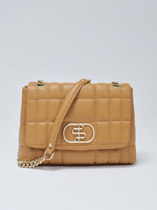 Mala de Ombro Acolchoada Efeito Pele