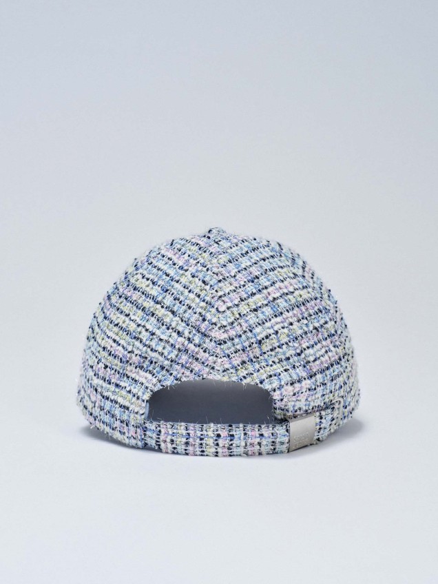Boné de Tweed com Logótipo Bordado