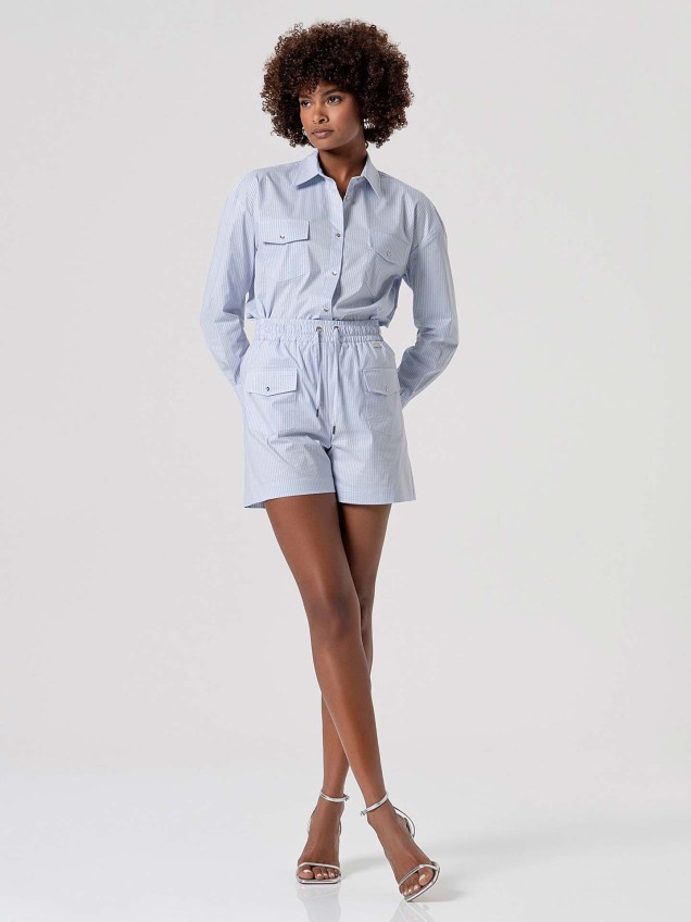 Camisa às Riscas com Fio de Lurex