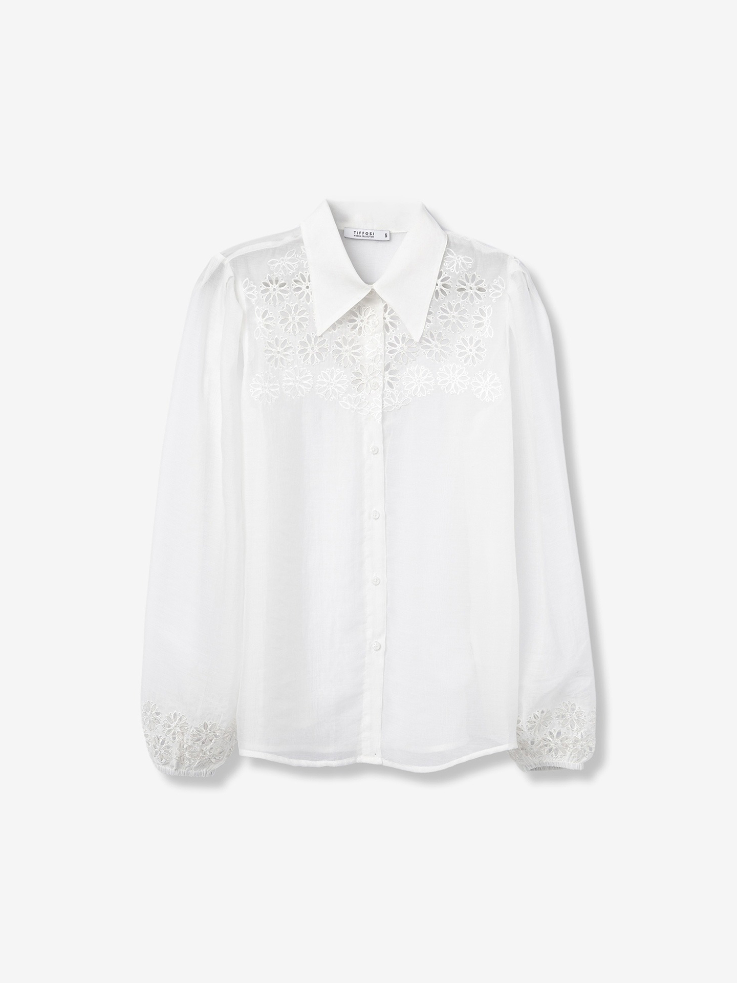 Camisa com Bordado Perfurado Floral