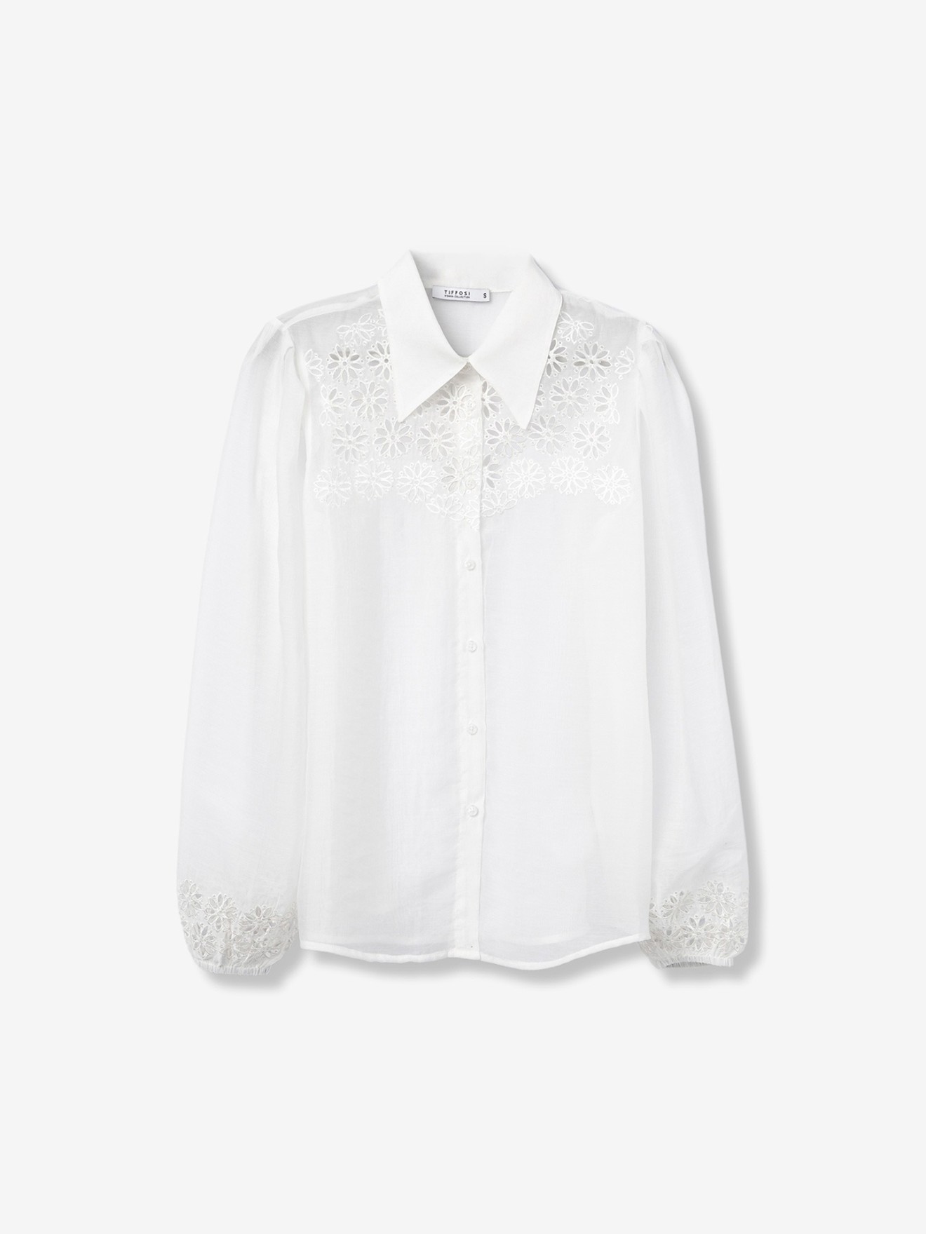 Camisa com Bordado Perfurado Floral