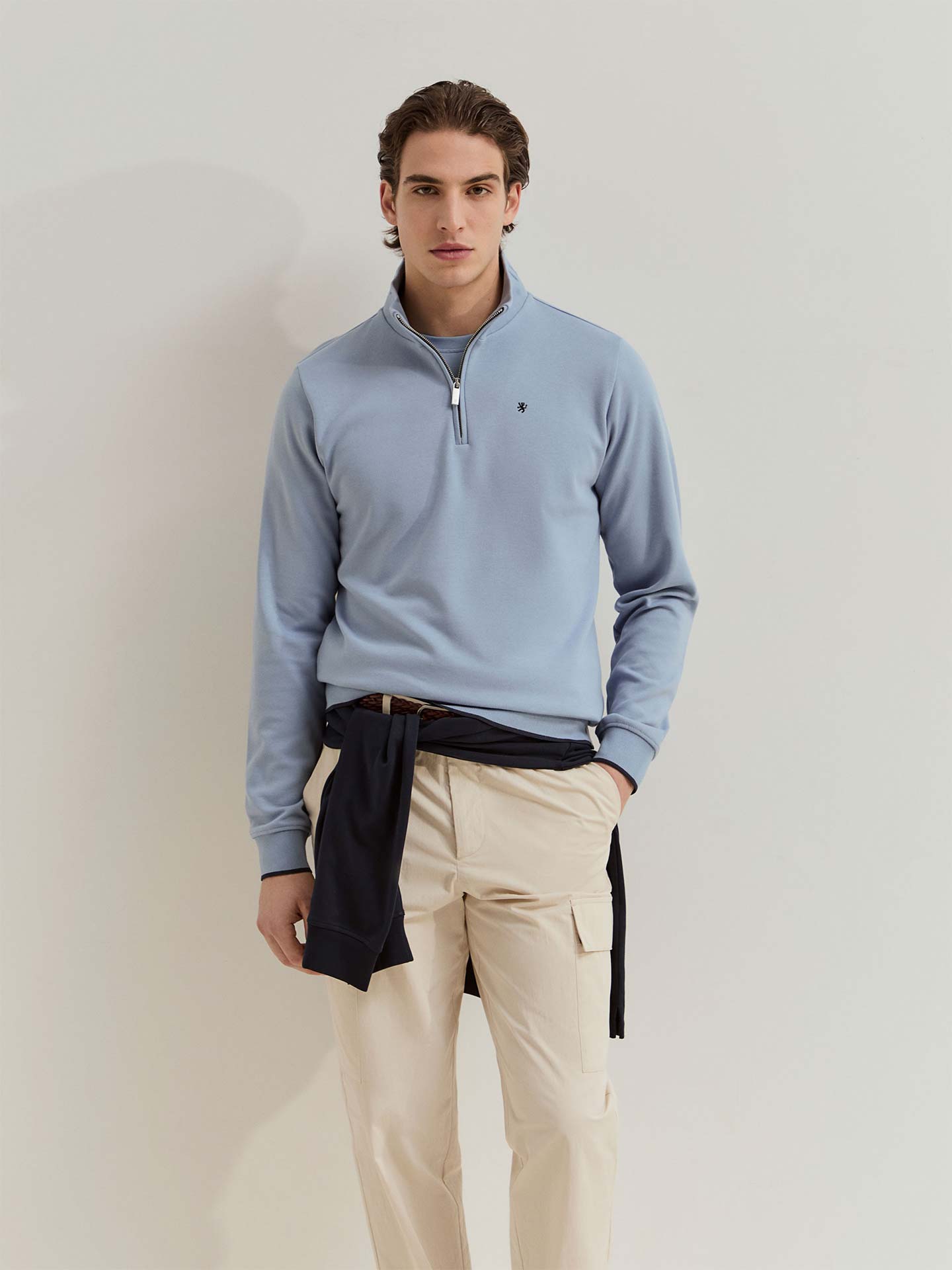 Camisola de Gola Alta com Meio Fecho