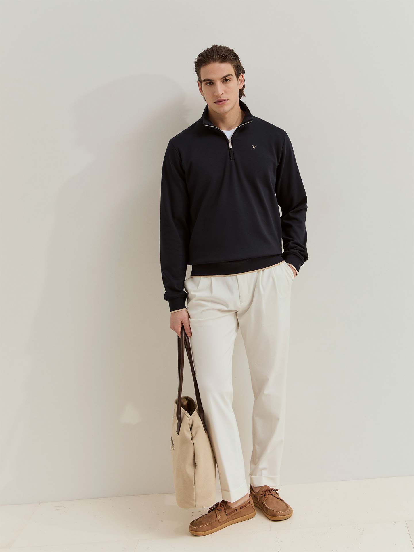 Camisola de Gola Alta com Meio Fecho