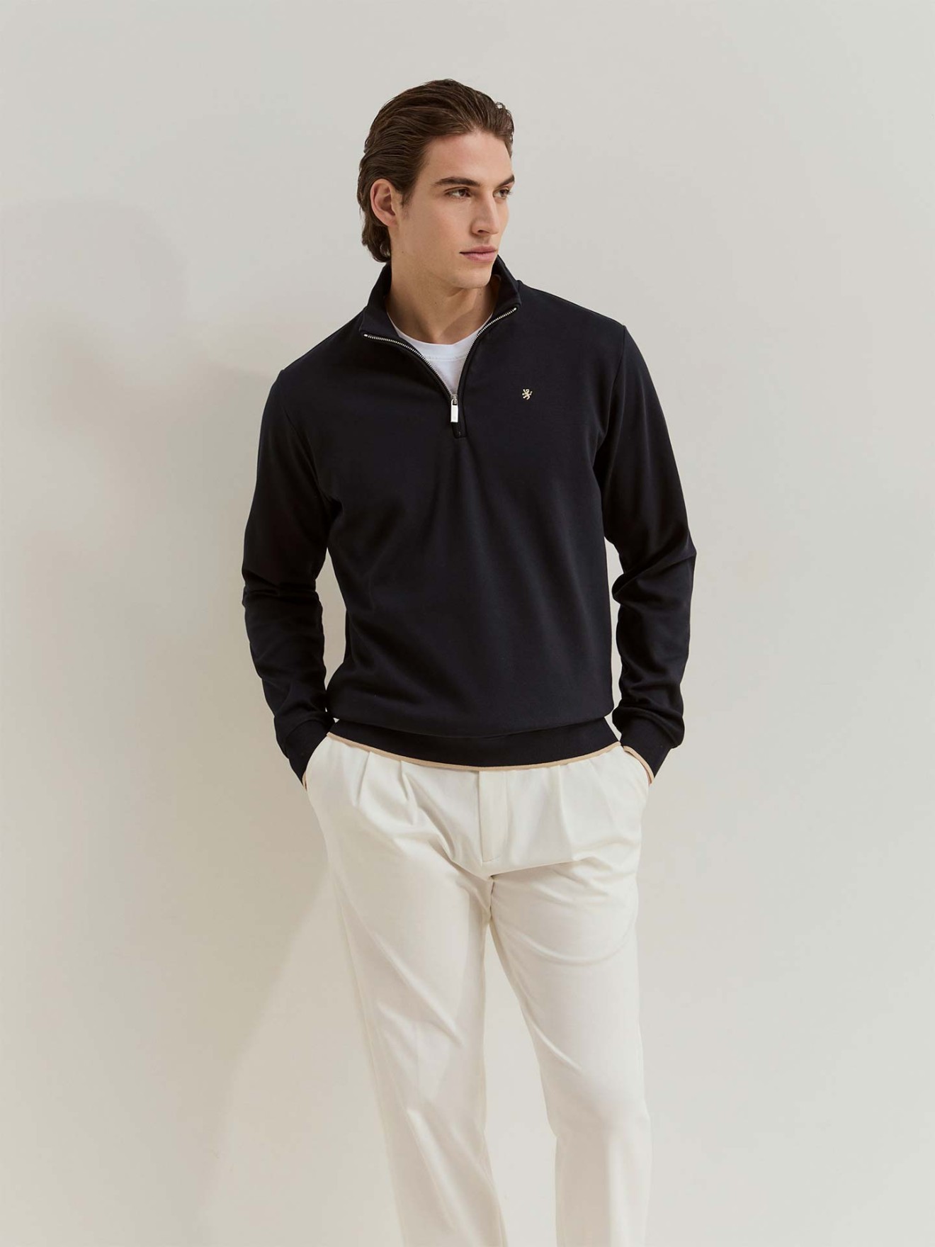 Camisola de Gola Alta com Meio Fecho
