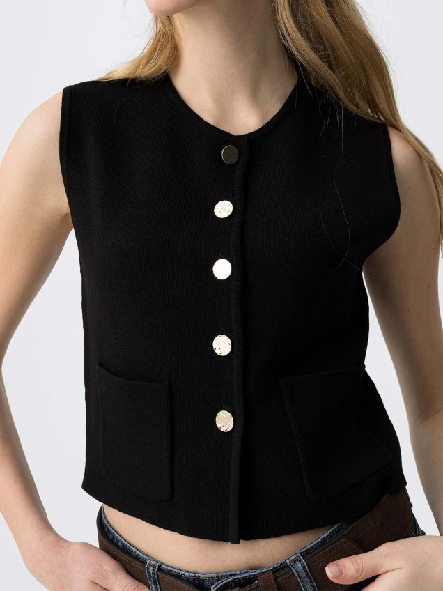 Colete de Malha com Botões