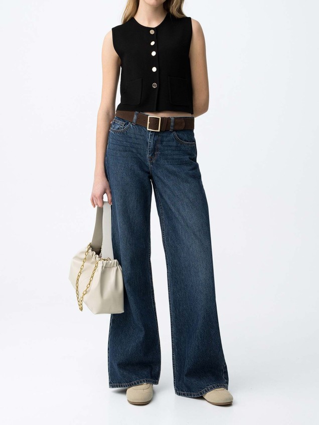 Colete de Malha com Botões