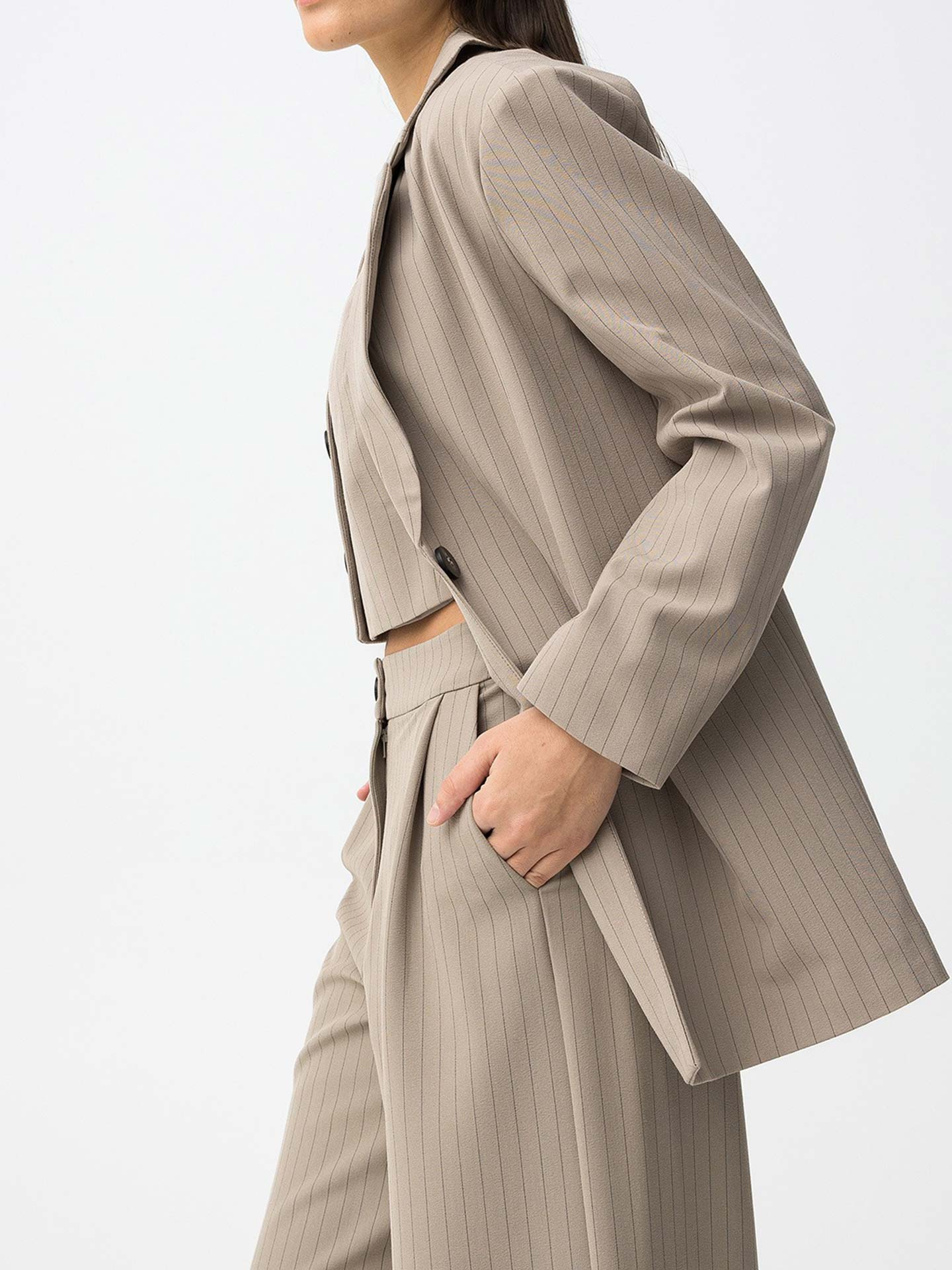 Blazer com Padrão de Risca de Giz