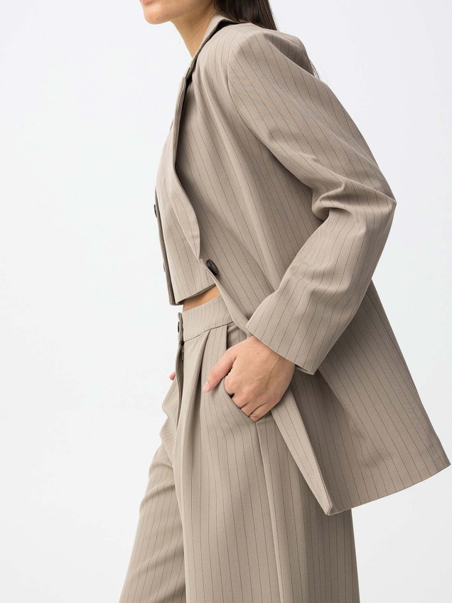 Blazer com Padrão de Risca de Giz