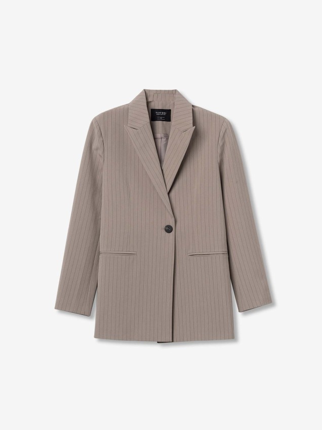 Blazer com Padrão de Risca de Giz