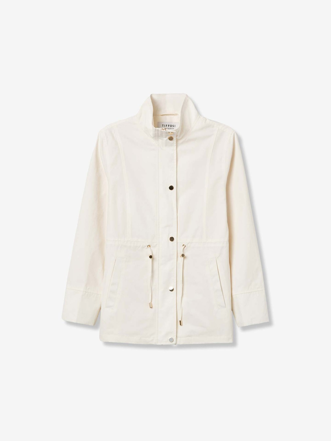 Parka com Gola Subida e Cintura Ajustável