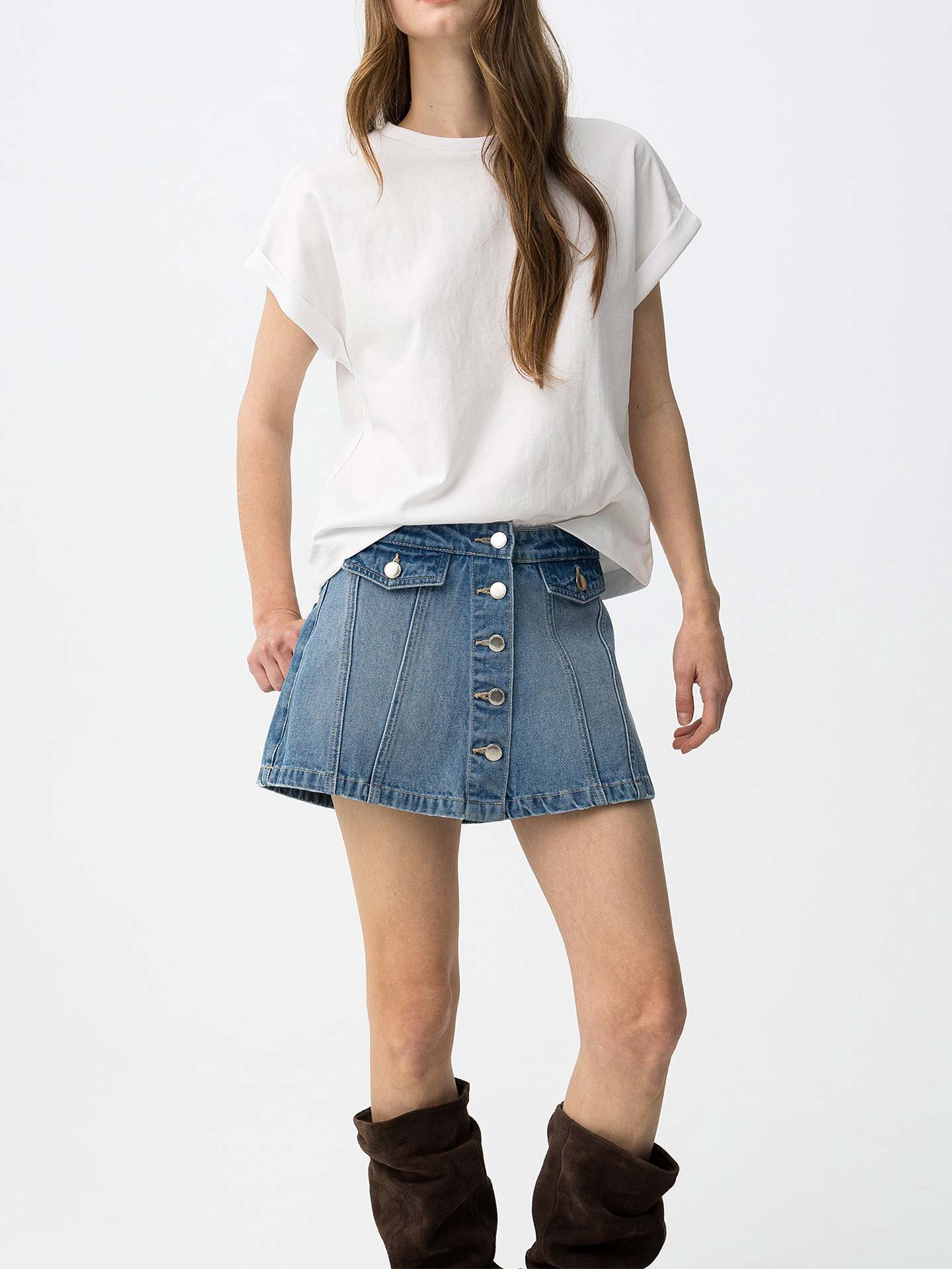 T-shirt com Manga Dobrada