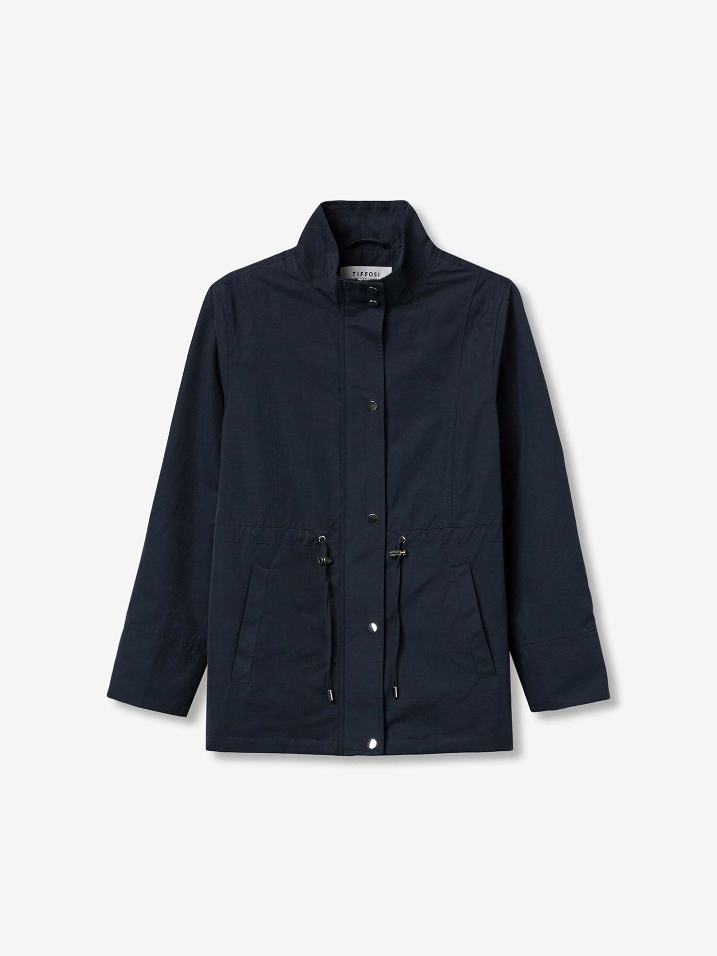 Parka com Gola Subida e Cintura Ajustável