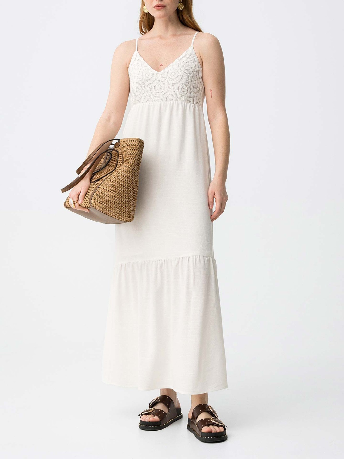 Vestido Comprido com Rendado