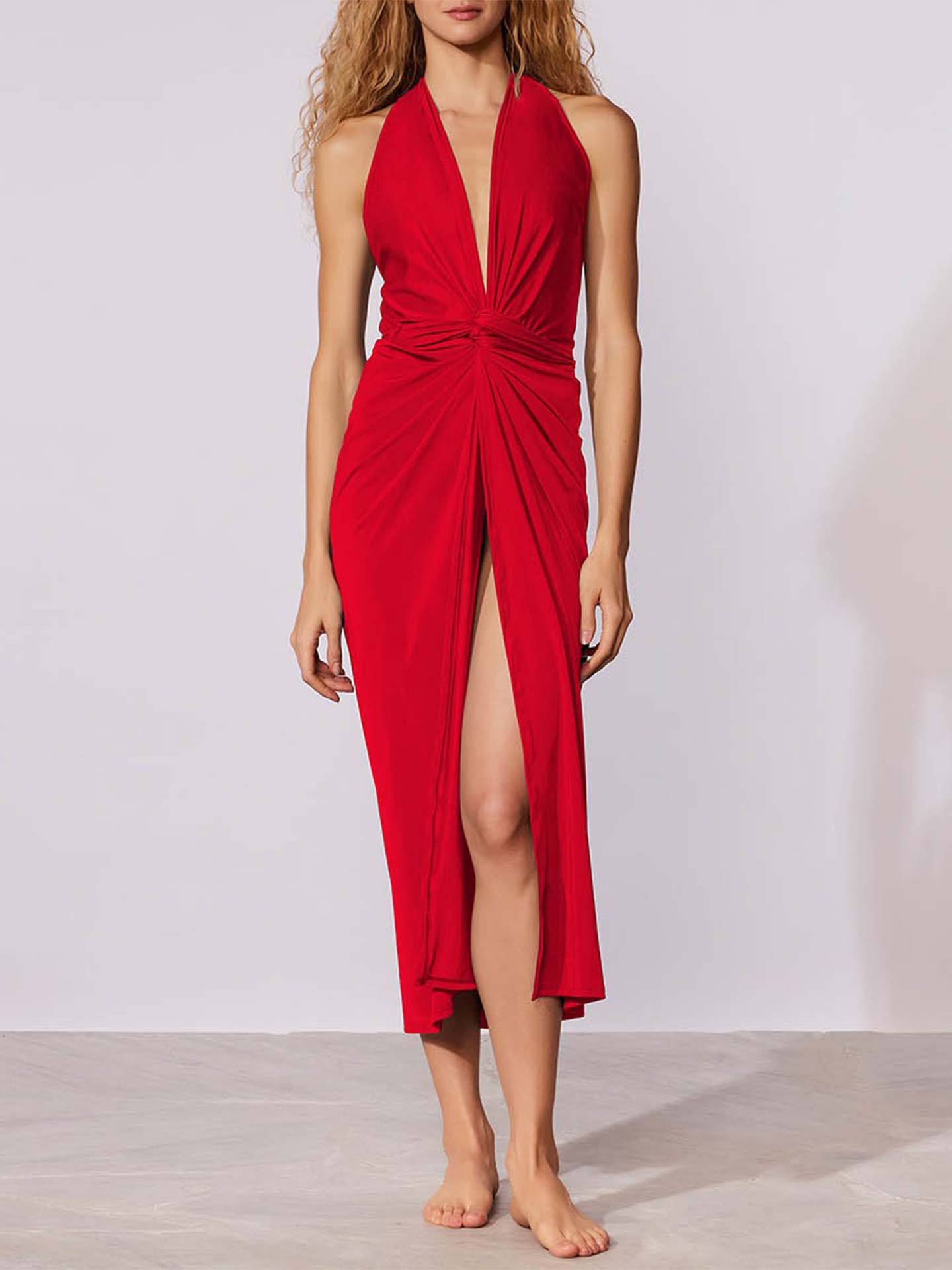 Vestido de Praia com Nó Frontal