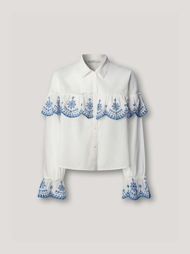 Camisa Abalonada com Folhos