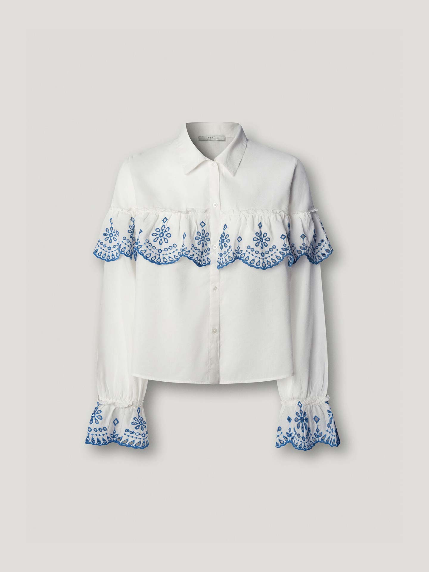 Camisa Abalonada com Folhos