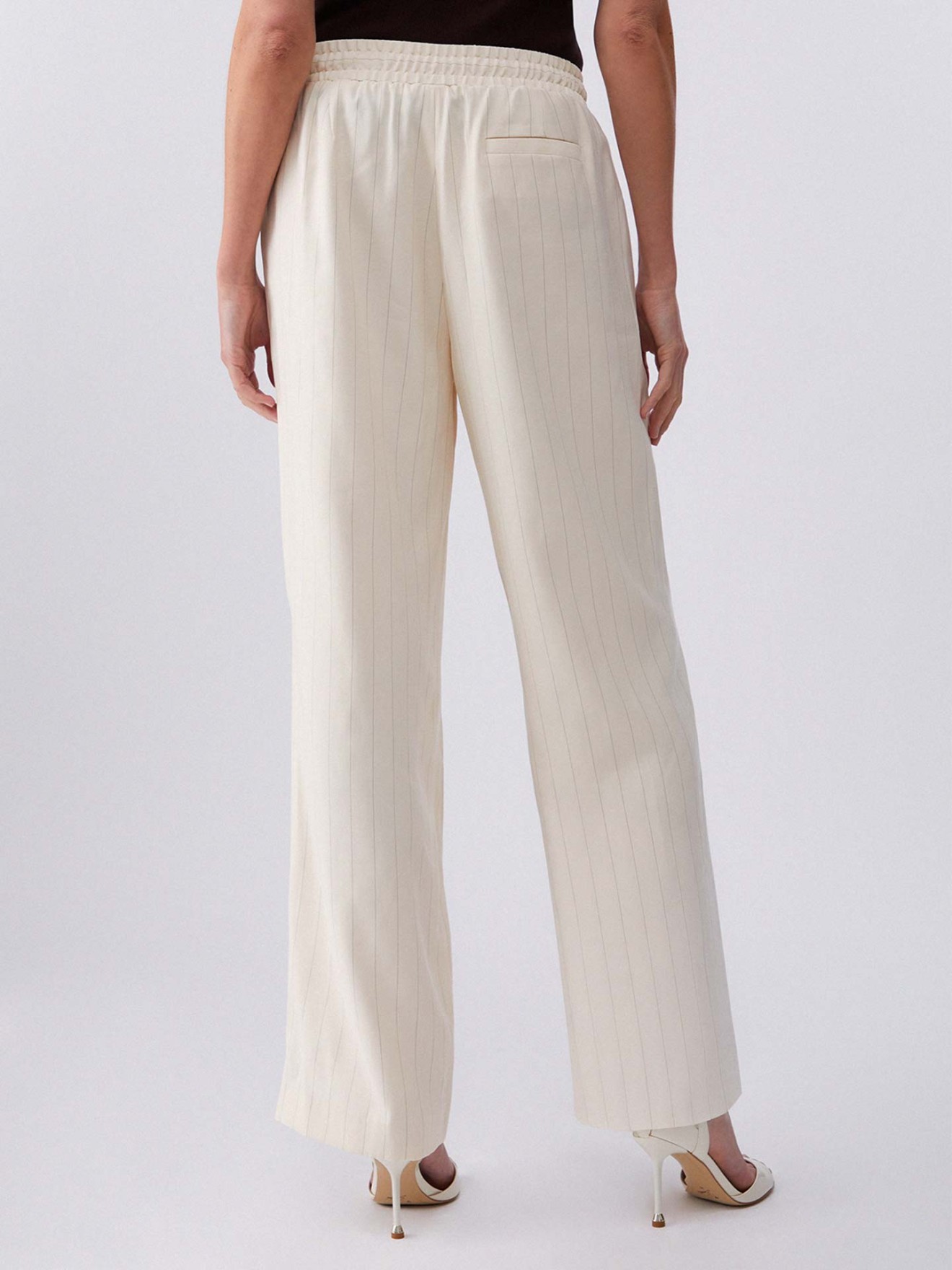 Calças de Perna Larga Risca de Giz