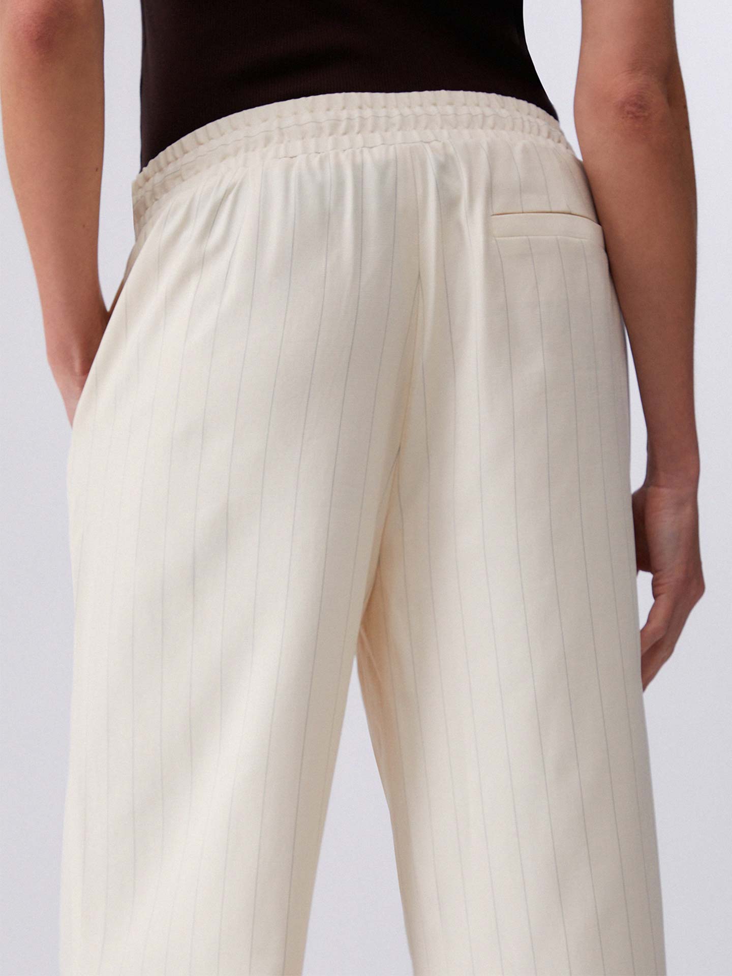 Calças de Perna Larga Risca de Giz