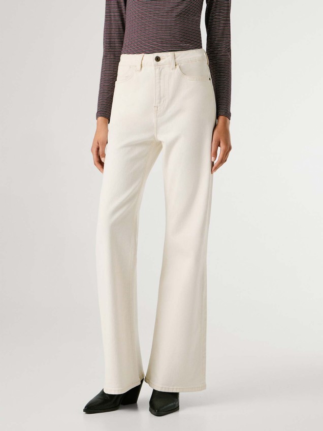 Calças de Ganga Flare Fit de Cintura Subida