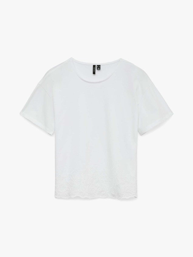T-shirt com Bainha Bordada