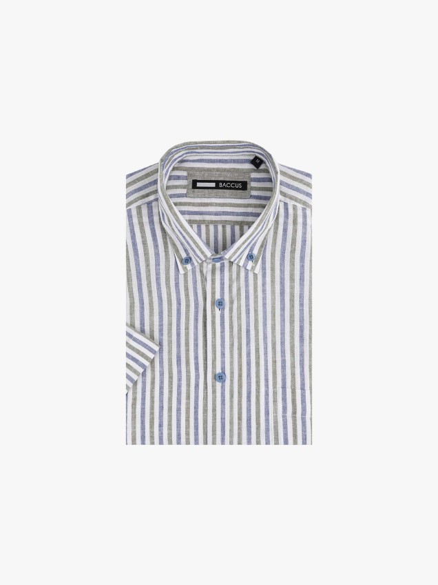 Camisa de Manga Curta �s Riscas