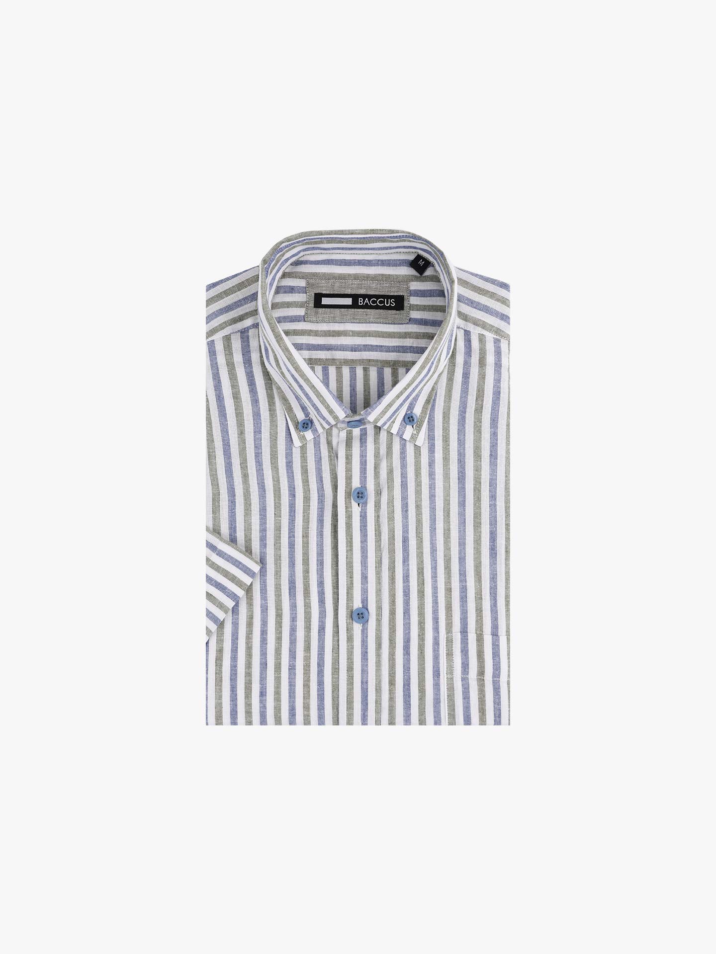 Camisa de Manga Curta às Riscas