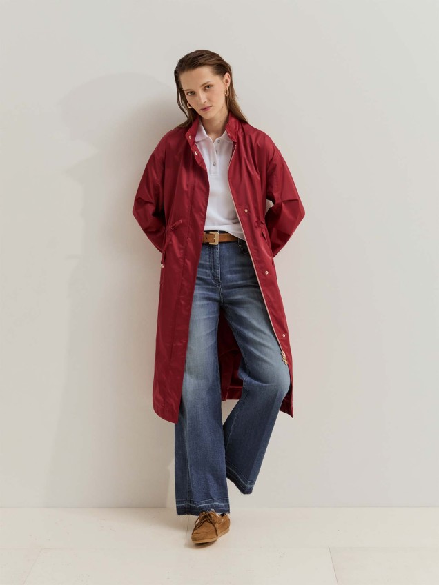 Parka Comprida com Gola Alta