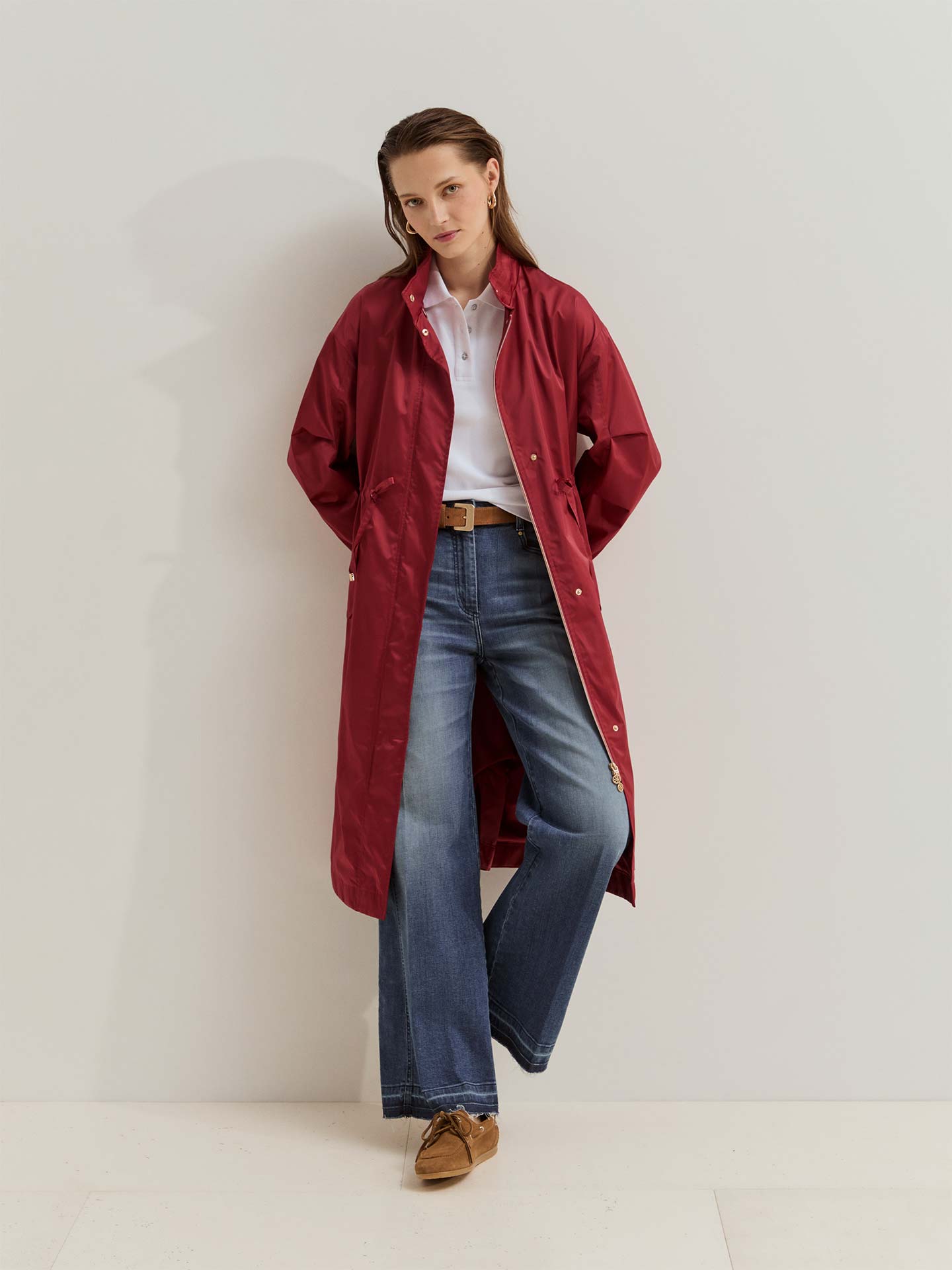 Parka Comprida com Gola Alta