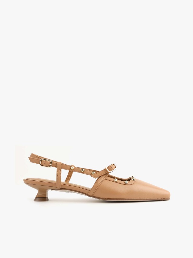 Sapatos Slingback em Pele