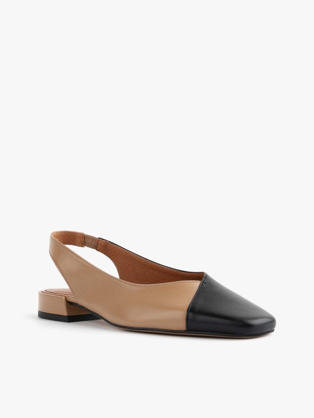 Sapatos Slingback Bicolores em Pele
