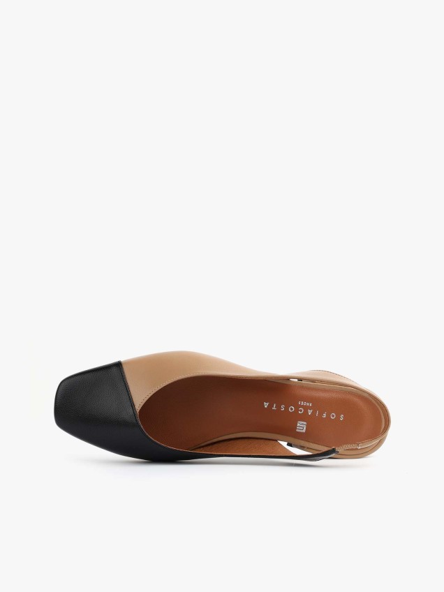 Sapatos Slingback Bicolores em Pele