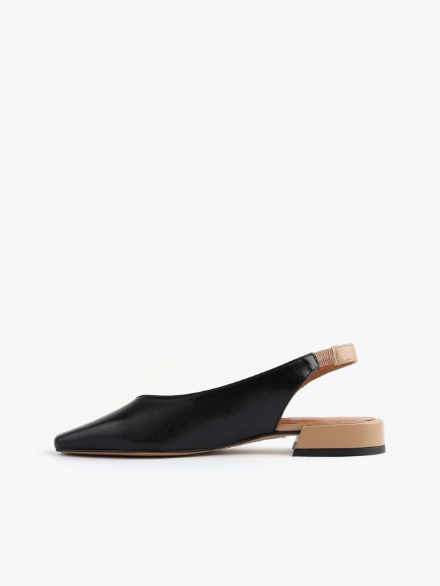 Sapatos Slingback Bicolores em Pele