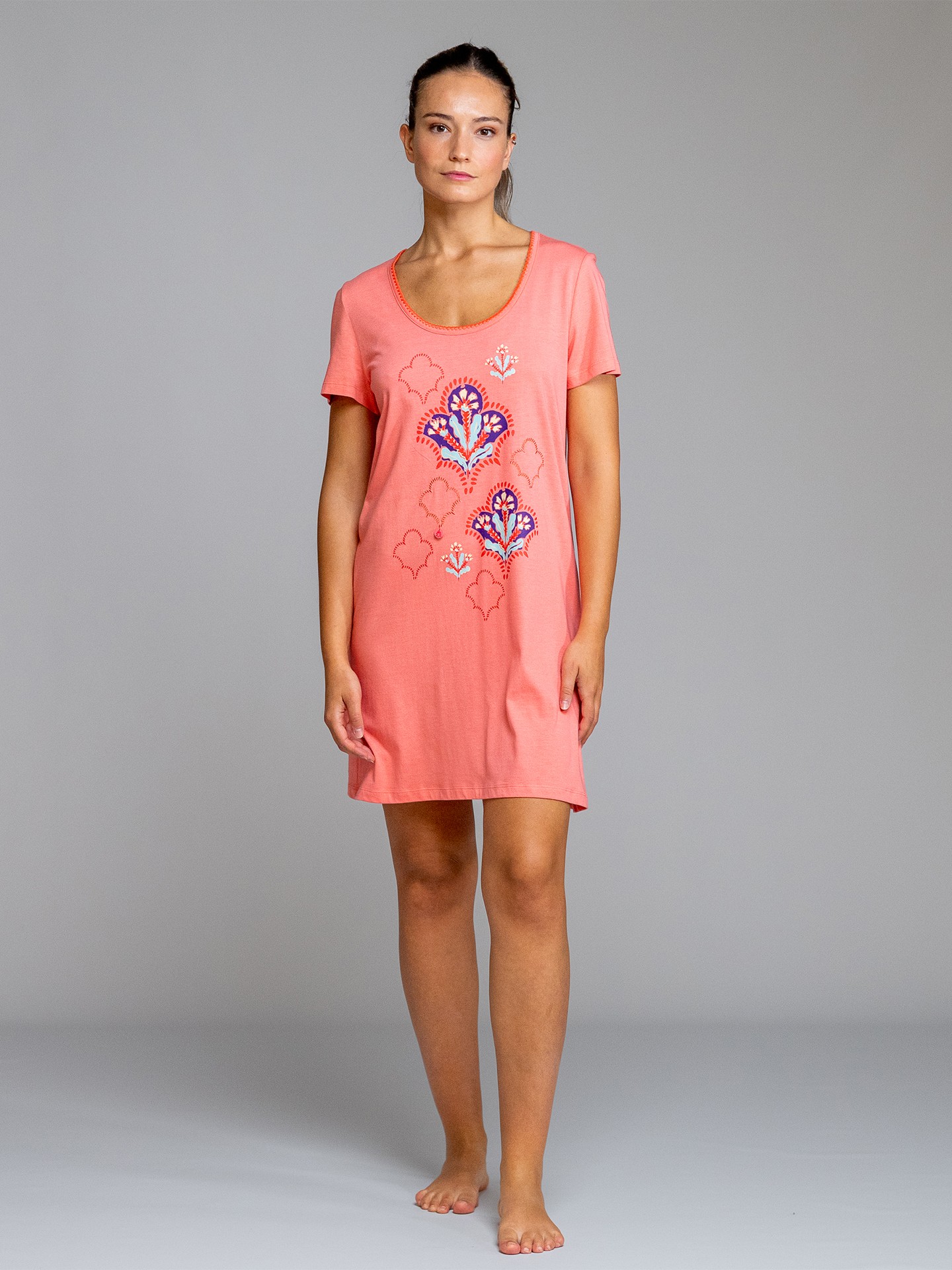 Camisa de Noite com Estampado Frontal