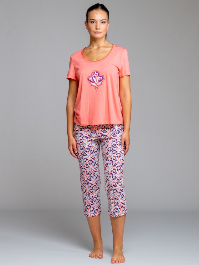 Pijama de Manga Curta com Padr�o