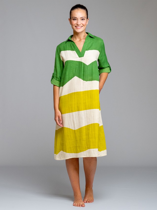 Vestido de Praia com Gola de Camisa