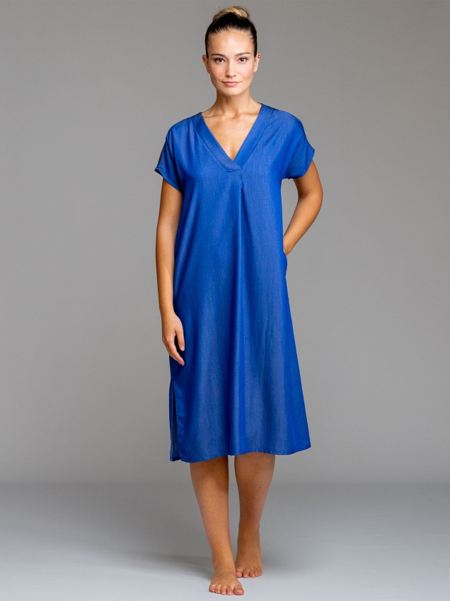 Vestido Midi com Decote em V�