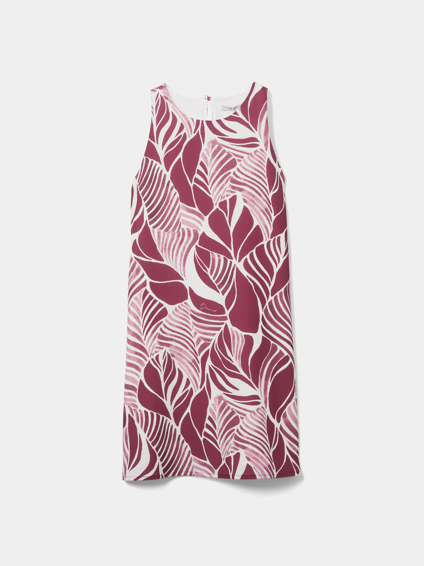 Vestido com Estampado de Folhas