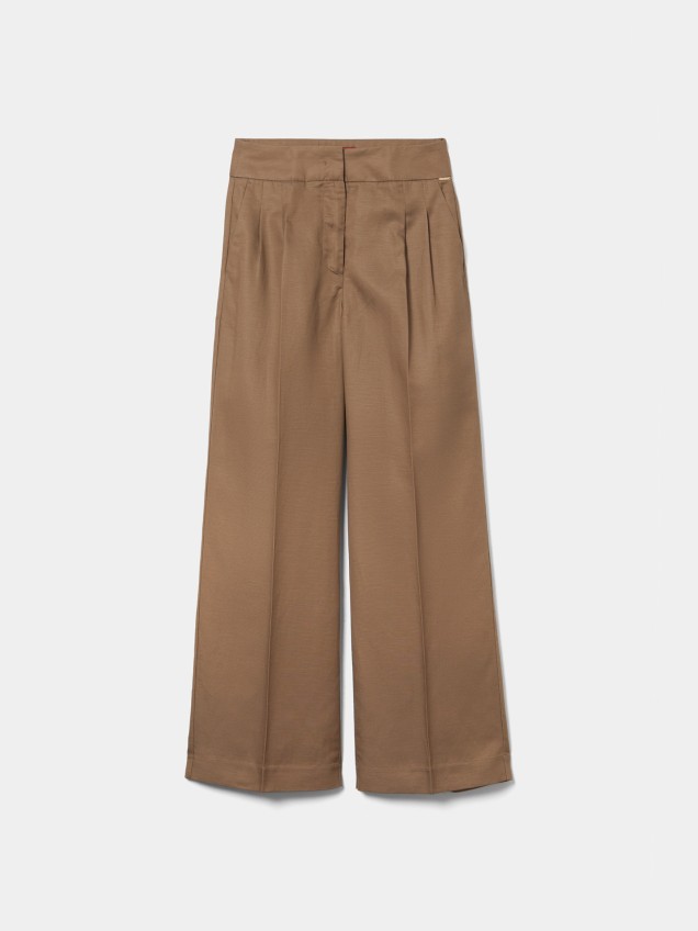 Calças Wide Leg com Pregas
