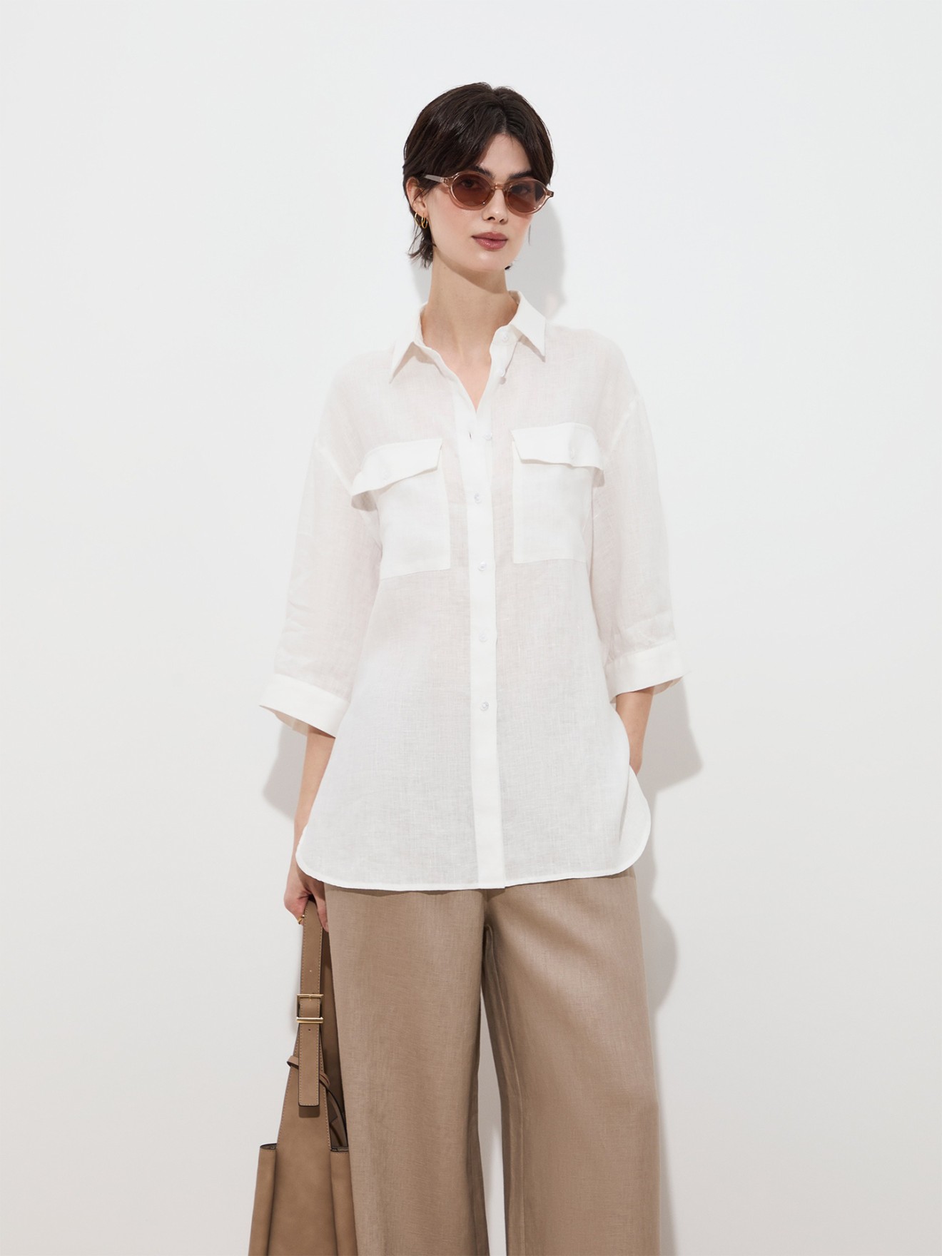 Camisa Assim�trica em Linho