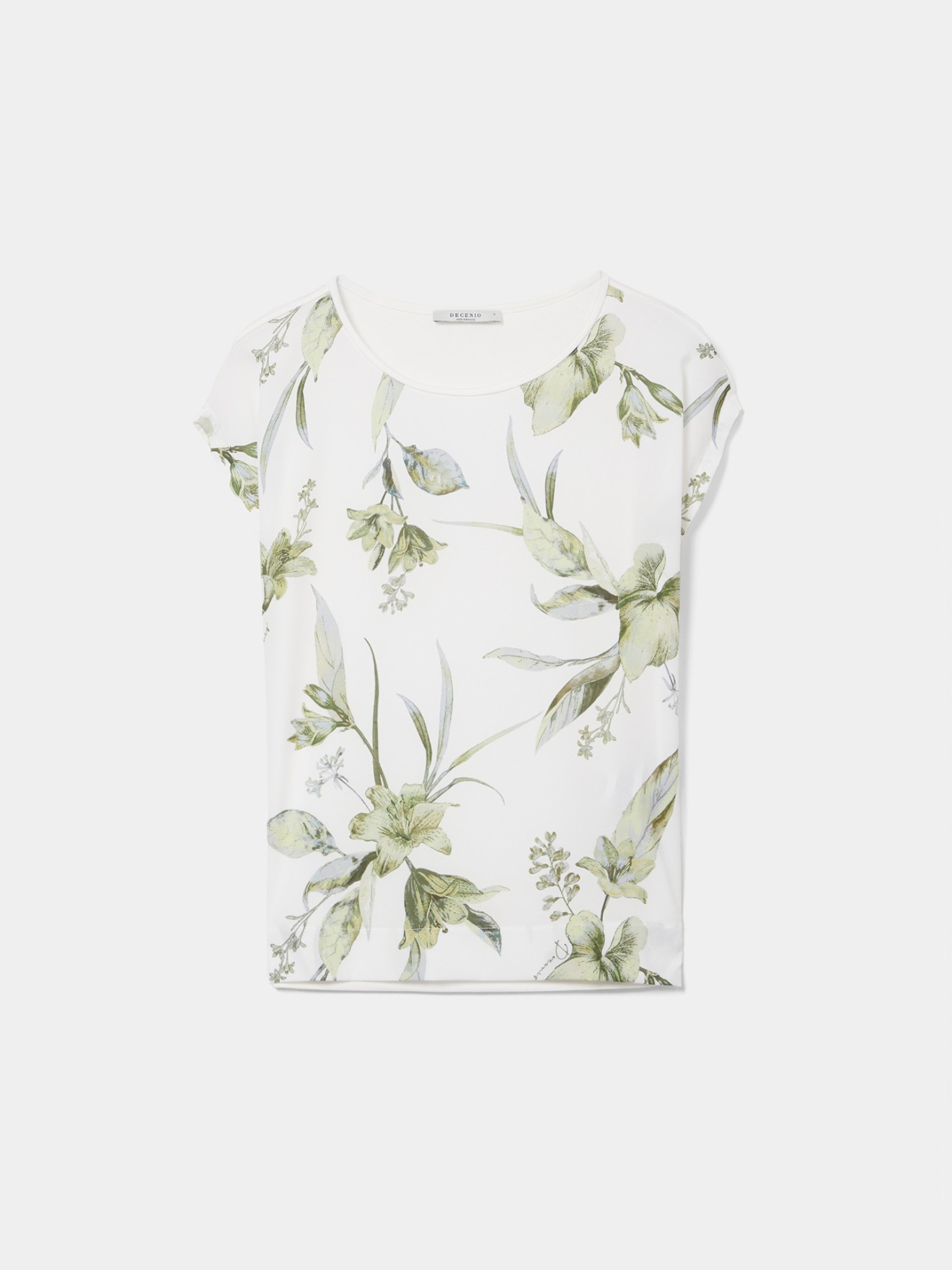 T-shirt com Estampado de Folhagem