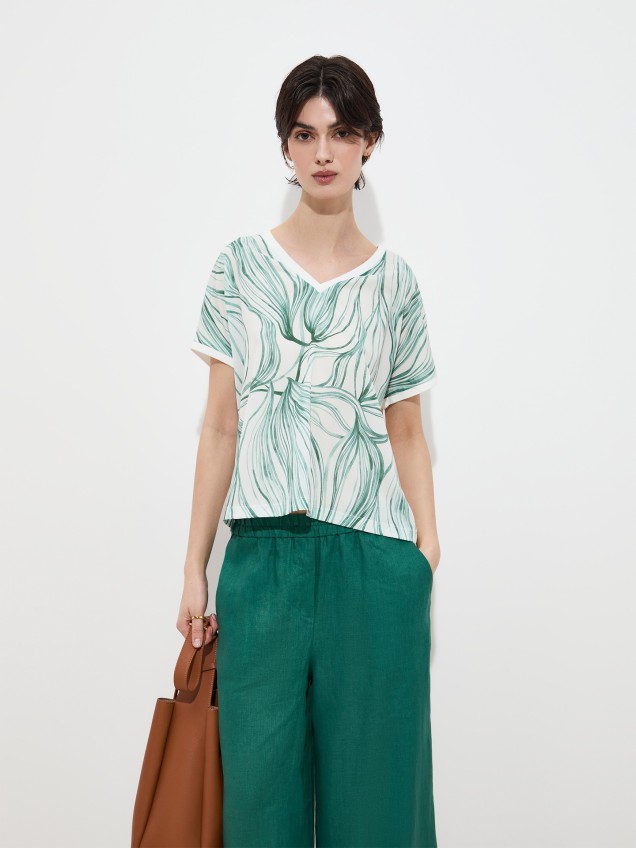 T-shirt Flu�da Estampada